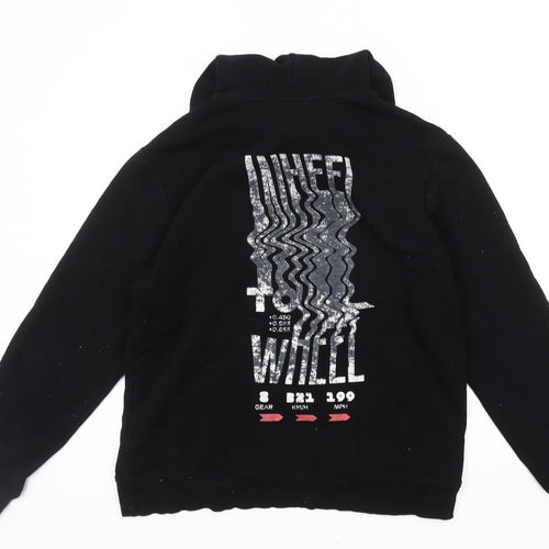 H&M Unisex Black Graphic Pullover Hoodie Medium
