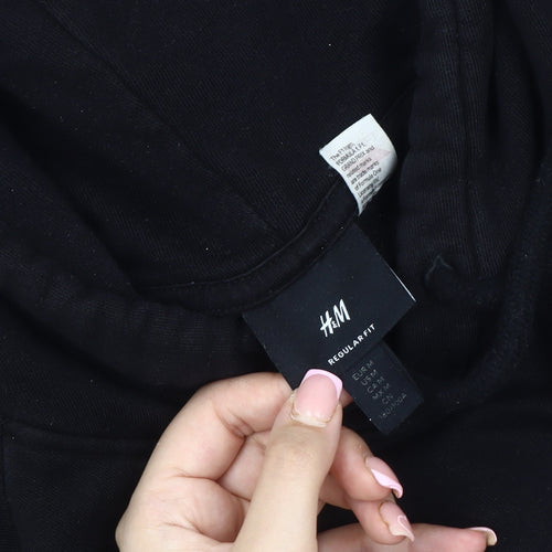 H&M Unisex Black Graphic Pullover Hoodie Medium