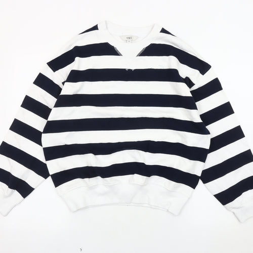 Marks and Spencer Men's XS Black Striped Sweatshirt