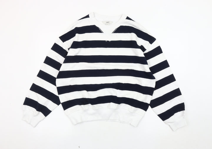 Marks and Spencer Men's XS Black Striped Sweatshirt