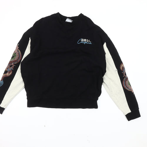 ASOS DESIGN Men's Black M Embroidered Pullover Sweatshirt