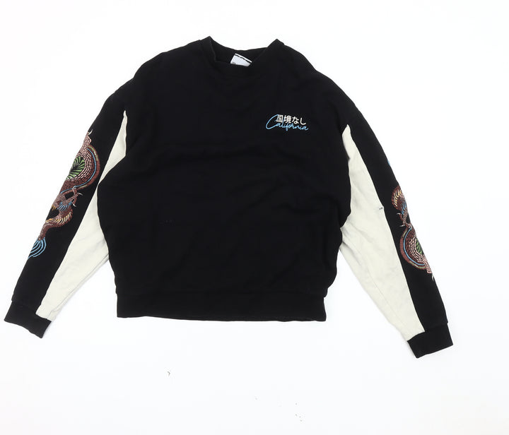 ASOS DESIGN Men's Black M Embroidered Pullover Sweatshirt
