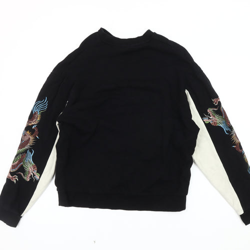 ASOS DESIGN Men's Black M Embroidered Pullover Sweatshirt