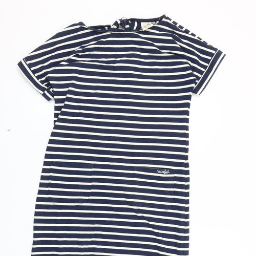 Weird Fish Women's Blue Stripe T-Shirt Dress Size 10