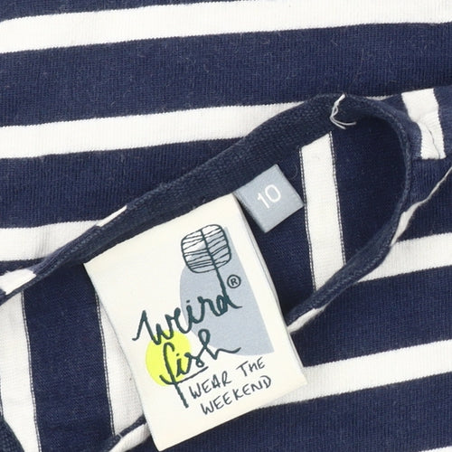 Weird Fish Women's Blue Stripe T-Shirt Dress Size 10