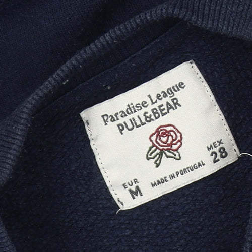 Pull&Bear Unisex Blue M Graphic Print Pullover Sweatshirt