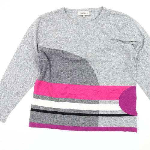 Bassini Women's Grey Colourblock Long Sleeve T-Shirt XL