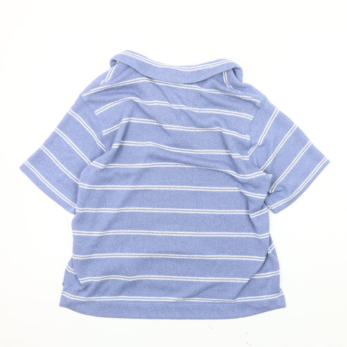 Marks and Spencer Women's Blue Striped Polo Size 14