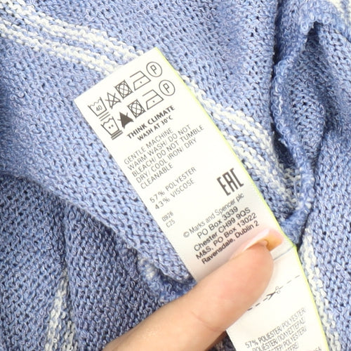 Marks and Spencer Women's Blue Striped Polo Size 14