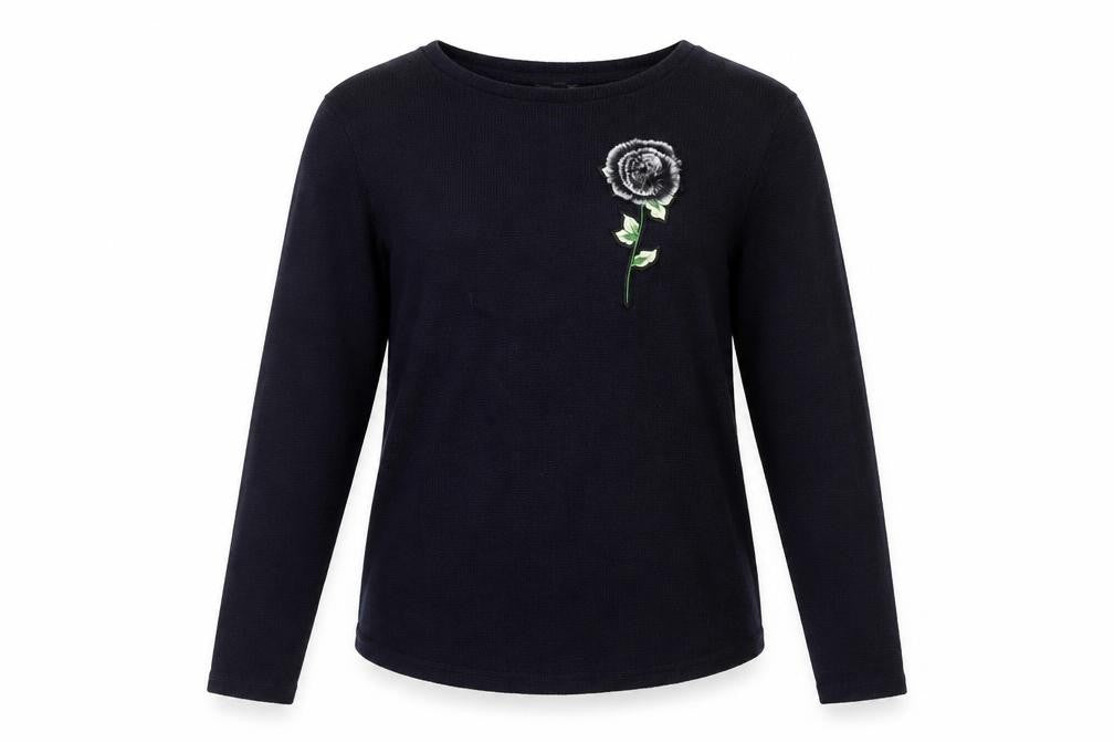 Front view of Zara Women's Black Embroidered jumper UK 10