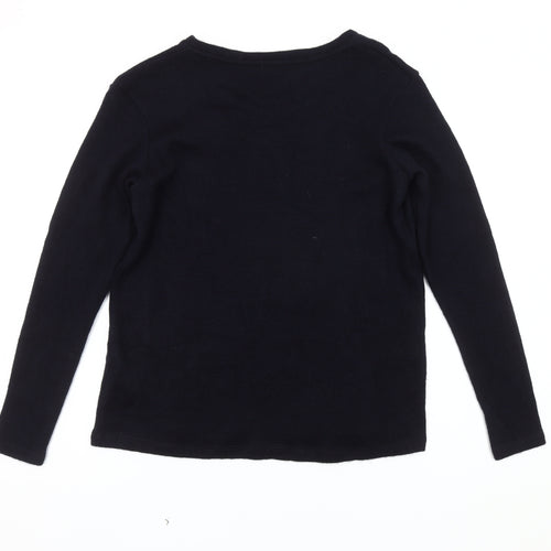 ZARA Women's Black Embroidered Pullover Jumper UK 10