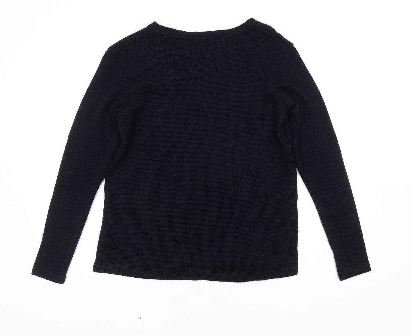 ZARA Women's Black Embroidered Pullover Jumper UK 10