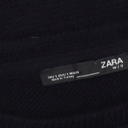 ZARA Women's Black Embroidered Pullover Jumper UK 10