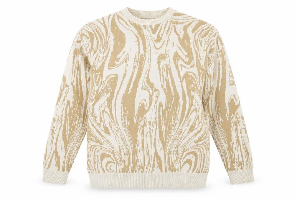 Front view of boohooMAN Men's Beige Geometric jumper -, size L