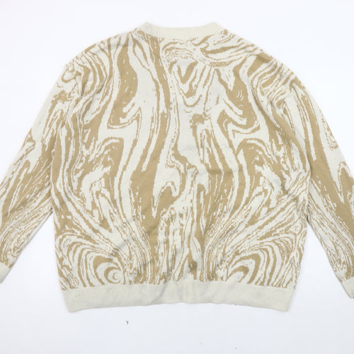 boohooMAN Men's Beige Geometric Pullover Jumper - Size L