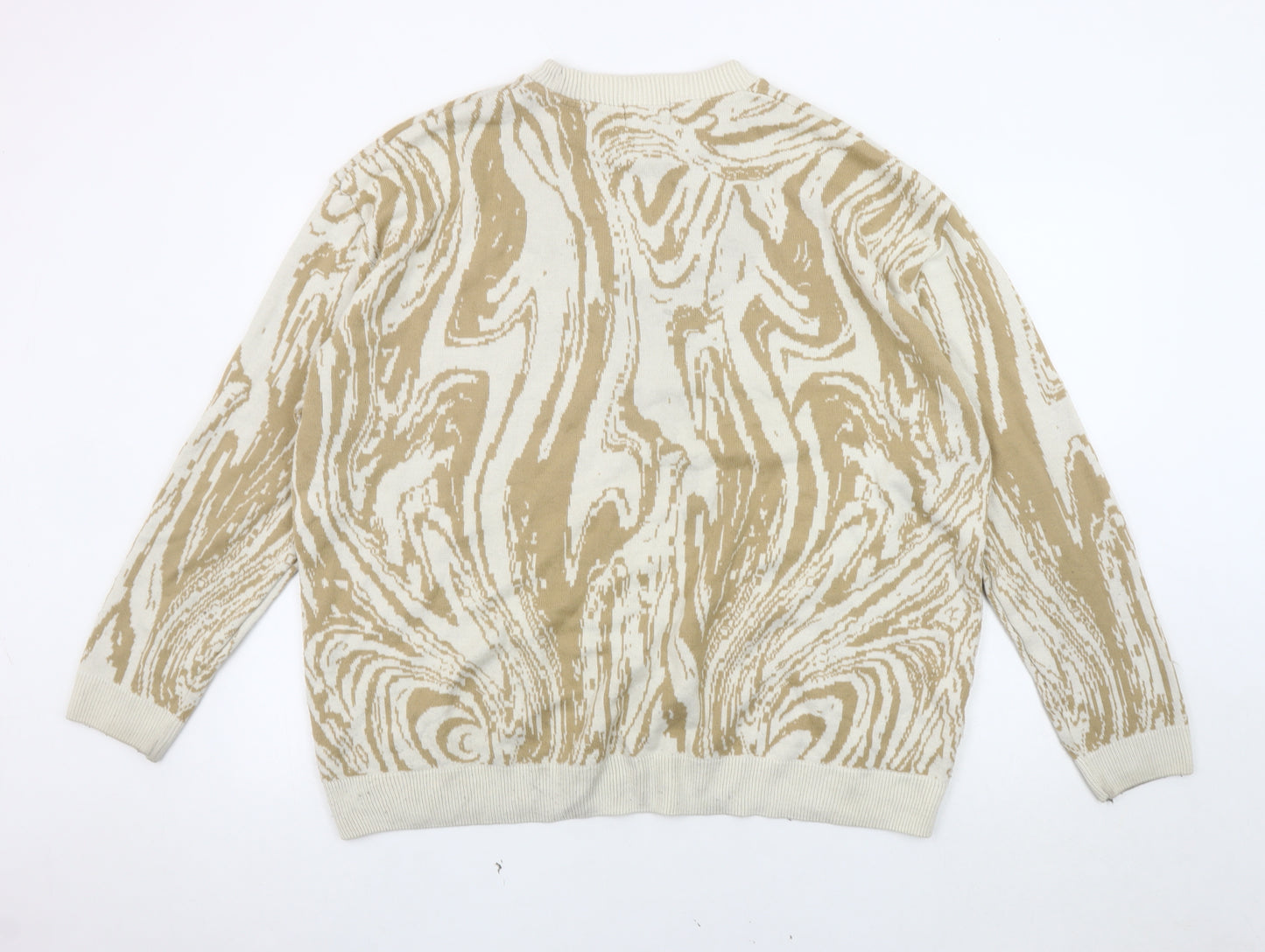 boohooMAN Men's Beige Geometric Pullover Jumper - Size L