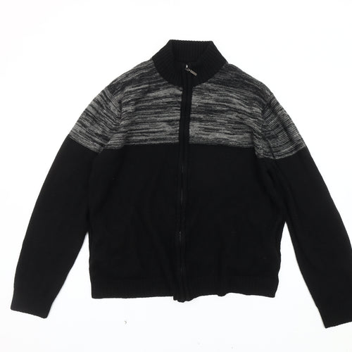 Brave Soul Men's Black Knit Full Zip Jacket, Large