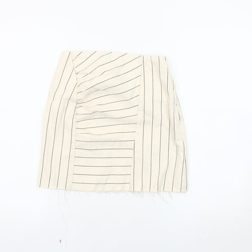 Stradivarius Women's Ivory Striped Pencil Skirt Size 10