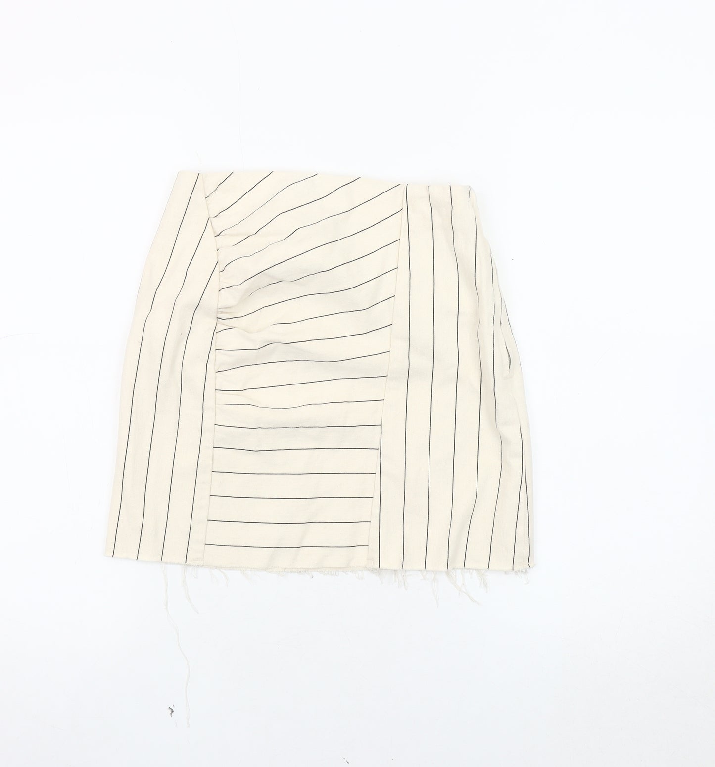 Stradivarius Women's Ivory Striped Pencil Skirt Size 10