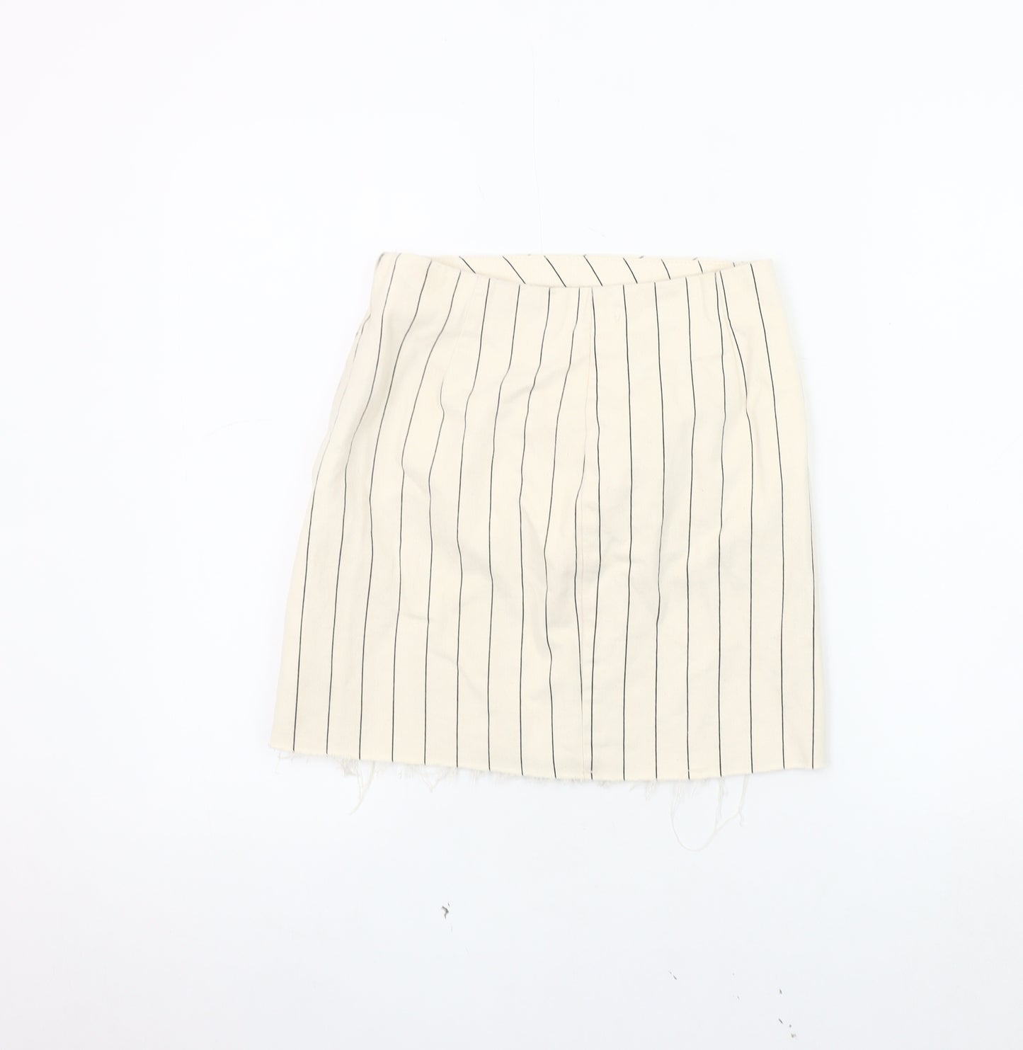 Stradivarius Women's Ivory Striped Pencil Skirt Size 10