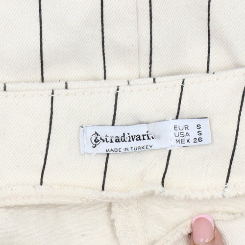 Stradivarius Women's Ivory Striped Pencil Skirt Size 10