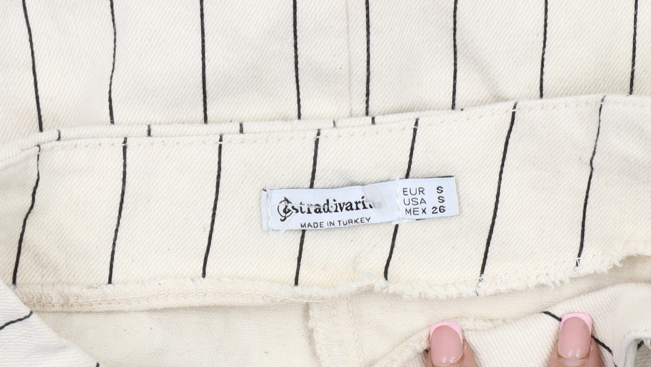 Stradivarius Women's Ivory Striped Pencil Skirt Size 10