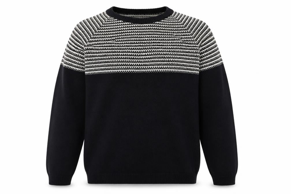 Front view of Topman Men's Blue Striped jumper, size L