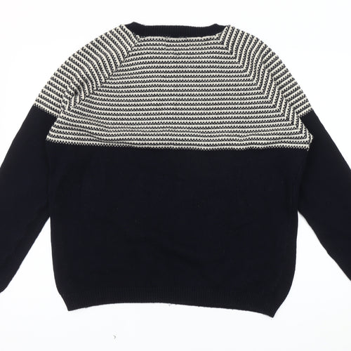Topman Men's Blue Striped Pullover Jumper Size L