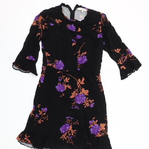 Oasis Women's Black Floral Dress, Size 10, 3/4 Sleeve