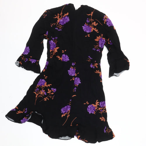 Oasis Women's Black Floral Dress, Size 10, 3/4 Sleeve