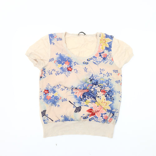 Oasis Women's Multicoloured Floral Pullover Knit Jumper M