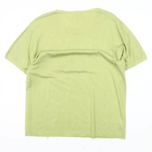 La Confidence Women's Green Knit Top - M, Solid Crew Neck