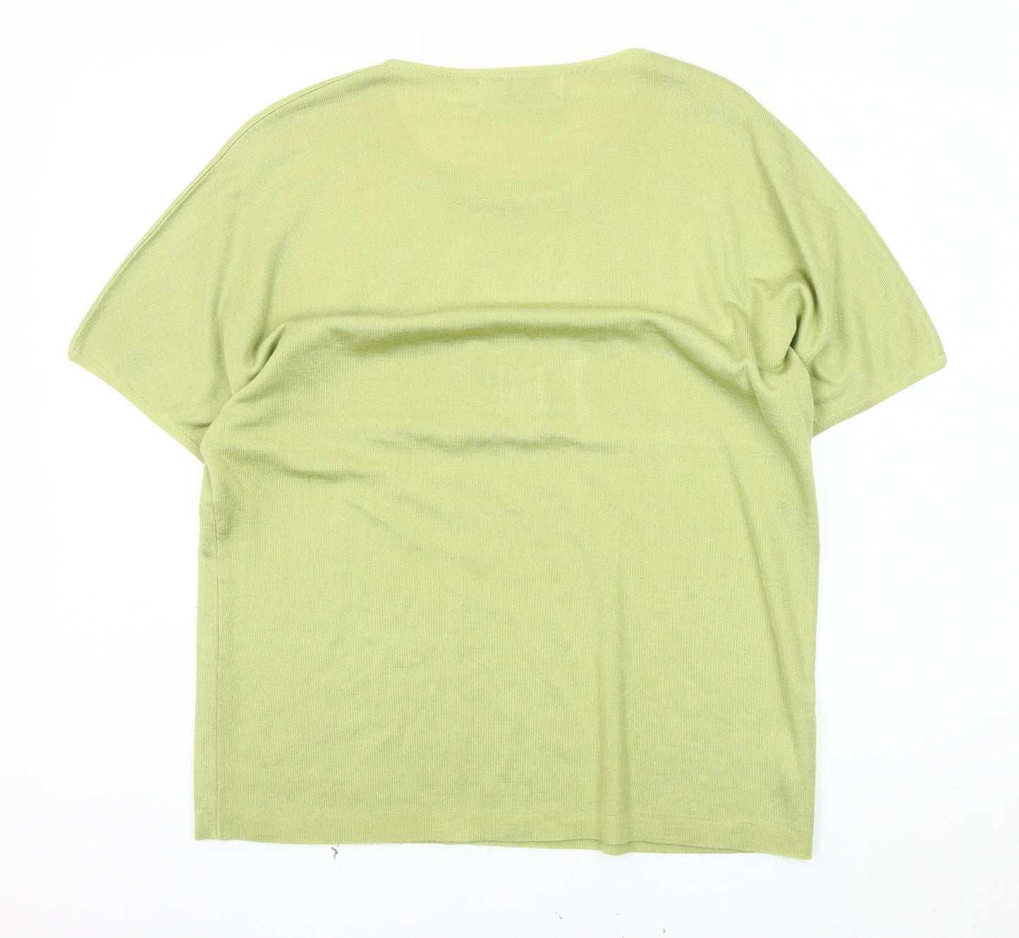 La Confidence Women's Green Knit Top - M, Solid Crew Neck