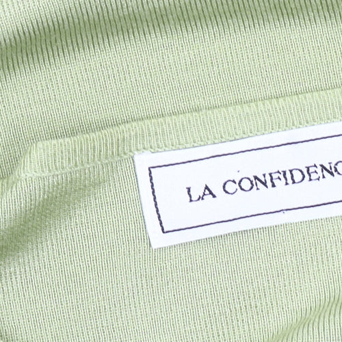 La Confidence Women's Green Knit Top - M, Solid Crew Neck