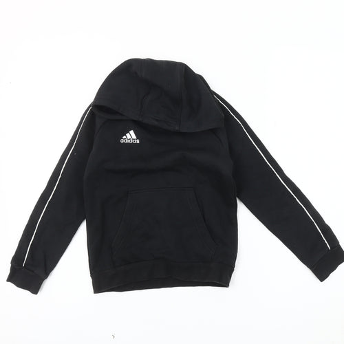 Adidas Boys Black Pullover Hoodie, XS, Logo Accent