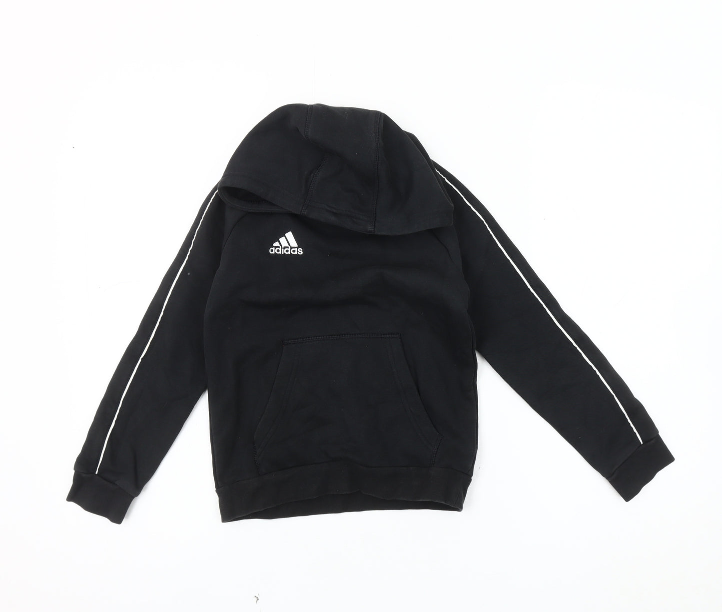 Adidas Boys Black Pullover Hoodie, XS, Logo Accent