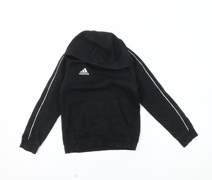 Adidas Boys Black Pullover Hoodie, XS, Logo Accent