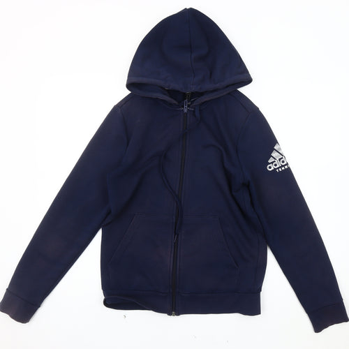 Adidas Unisex Blue Hoodie Jacket M Logo Sports Zip