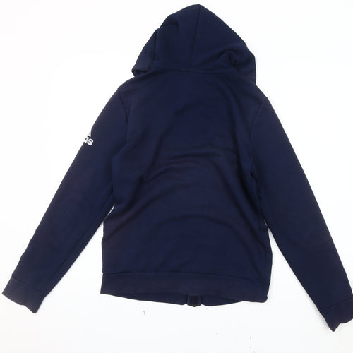 Adidas Unisex Blue Hoodie Jacket M Logo Sports Zip