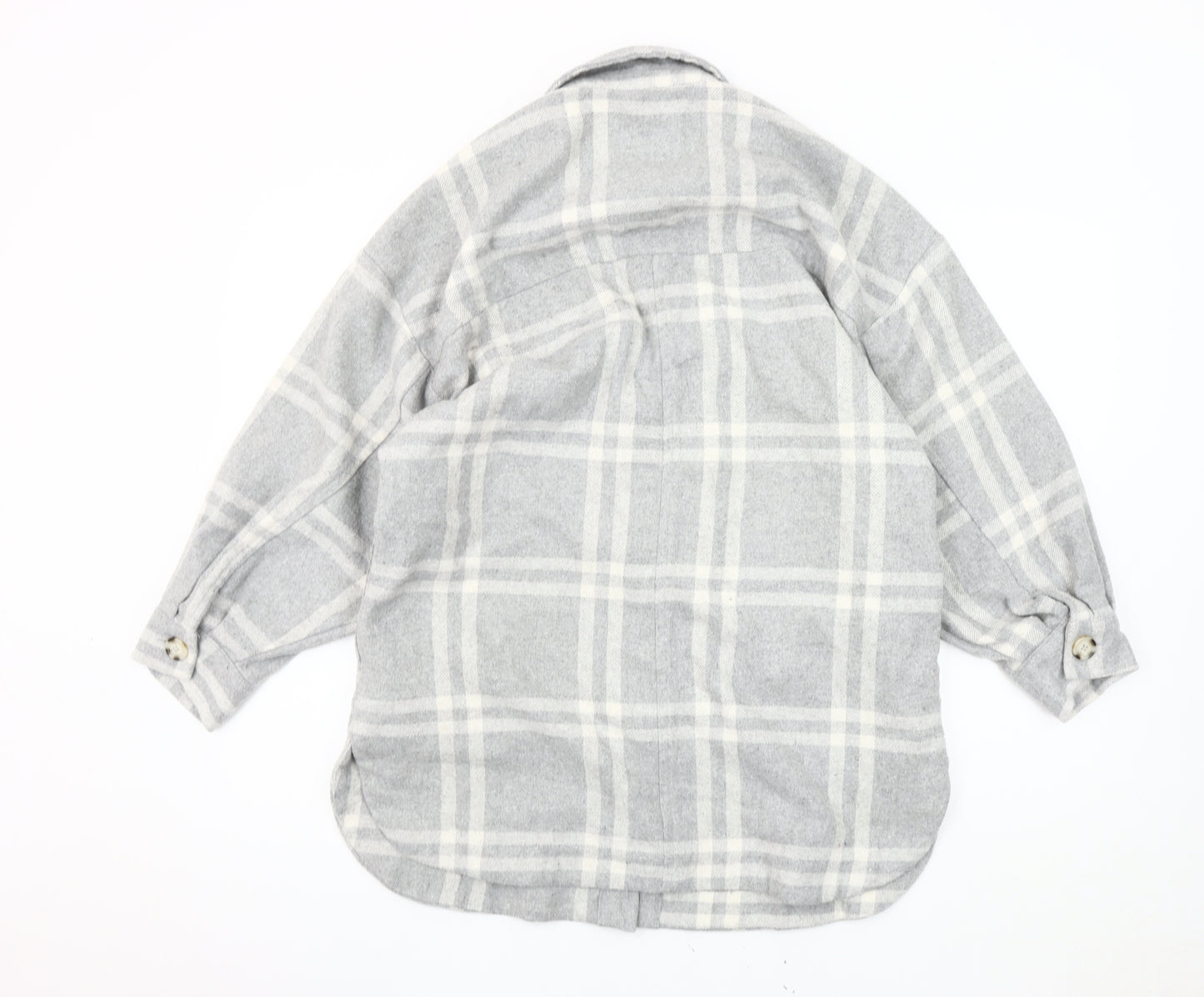 Pull&Bear Women's Grey Plaid Jacket Size S UK