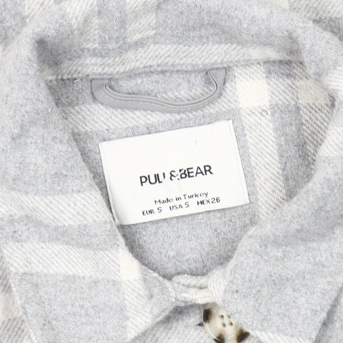Pull&Bear Women's Grey Plaid Jacket Size S UK