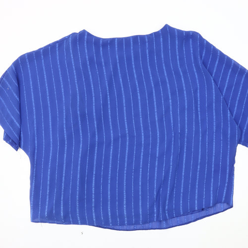 M&Co Women's Blue Cropped Blouse Size 24