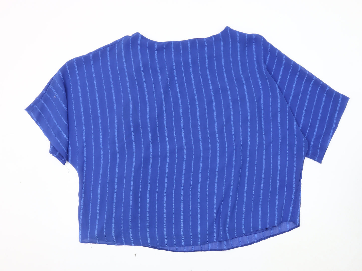 M&Co Women's Blue Cropped Blouse Size 24
