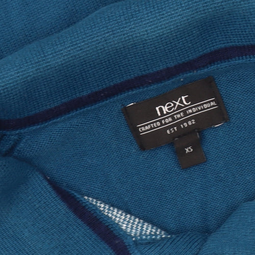 Next Men's Blue XS Henley Jumper, Geometric Pattern