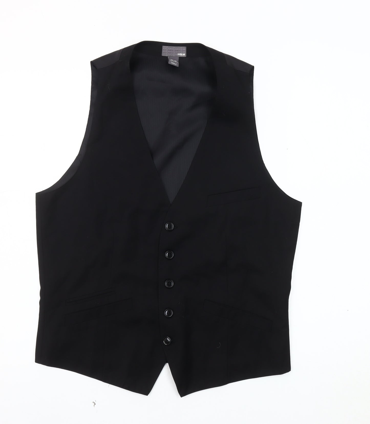 H&M Men's Black Suit Waistcoat Size 40R Formal