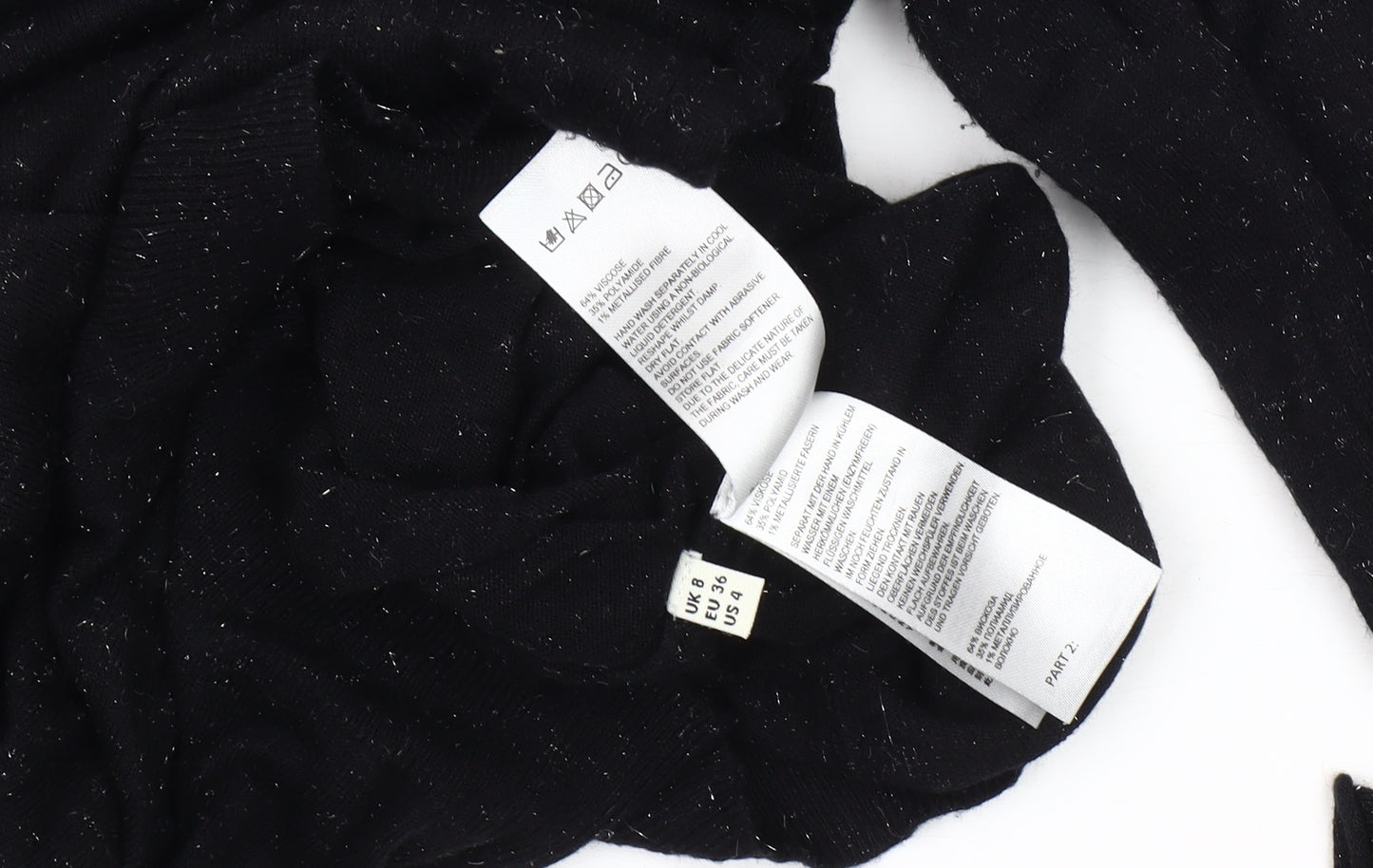 Whistles Black Knit Dress - UK 8, Long Sleeve, Women