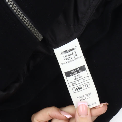 Marks and Spencer Women’s Black Coat Size 14 Zip Toggle