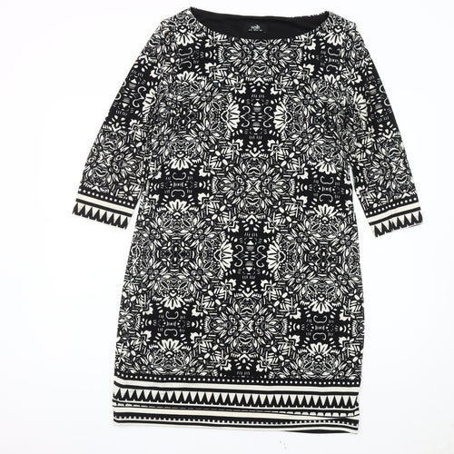 Wallis Women's Black Geometric Sheath Dress Size 12