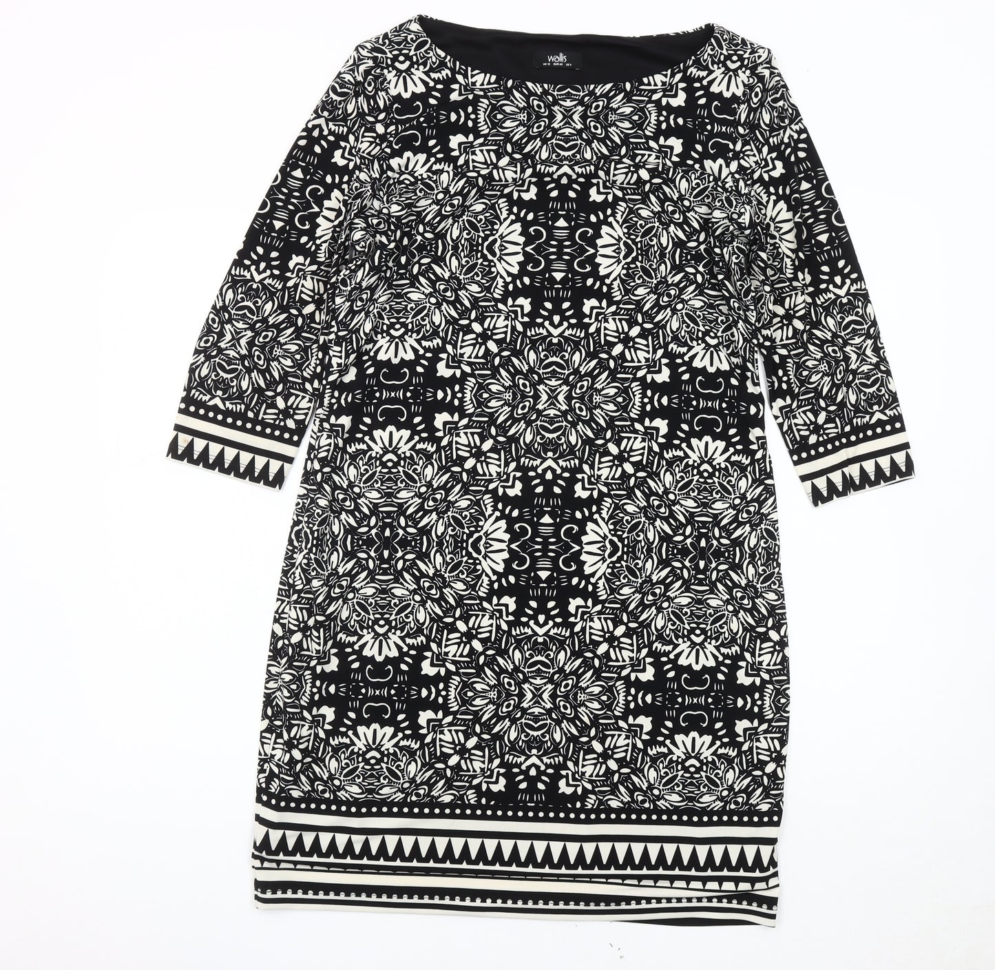Wallis Women's Black Geometric Sheath Dress Size 12