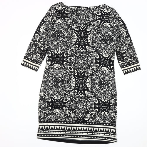 Wallis Women's Black Geometric Sheath Dress Size 12